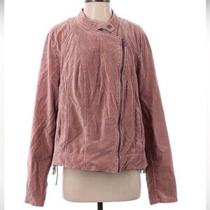 Women's MAURICES Jacket  Moto Velvet Feel Full Zip Rose Pink Laced Sides…